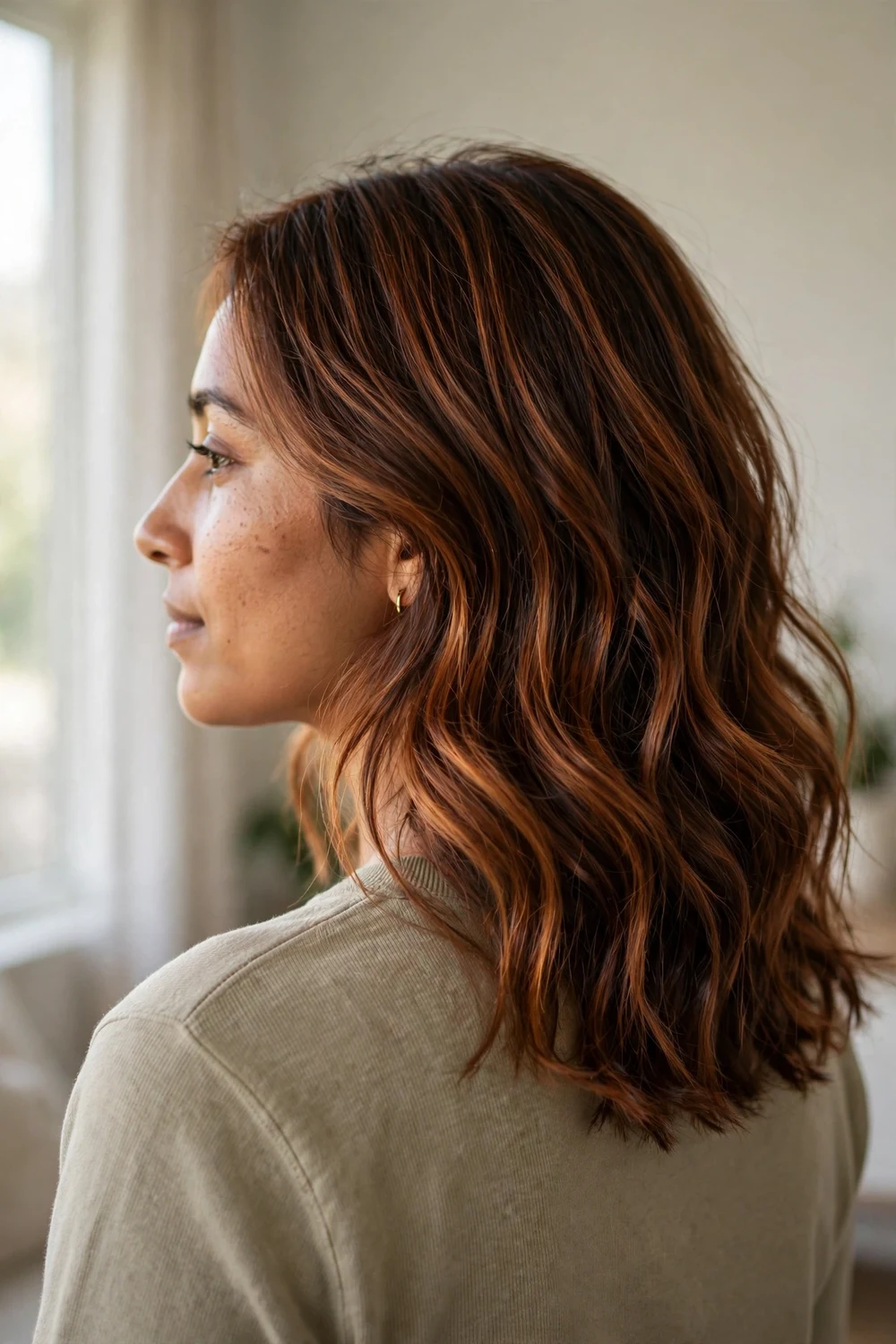 Copper brown hair color shade