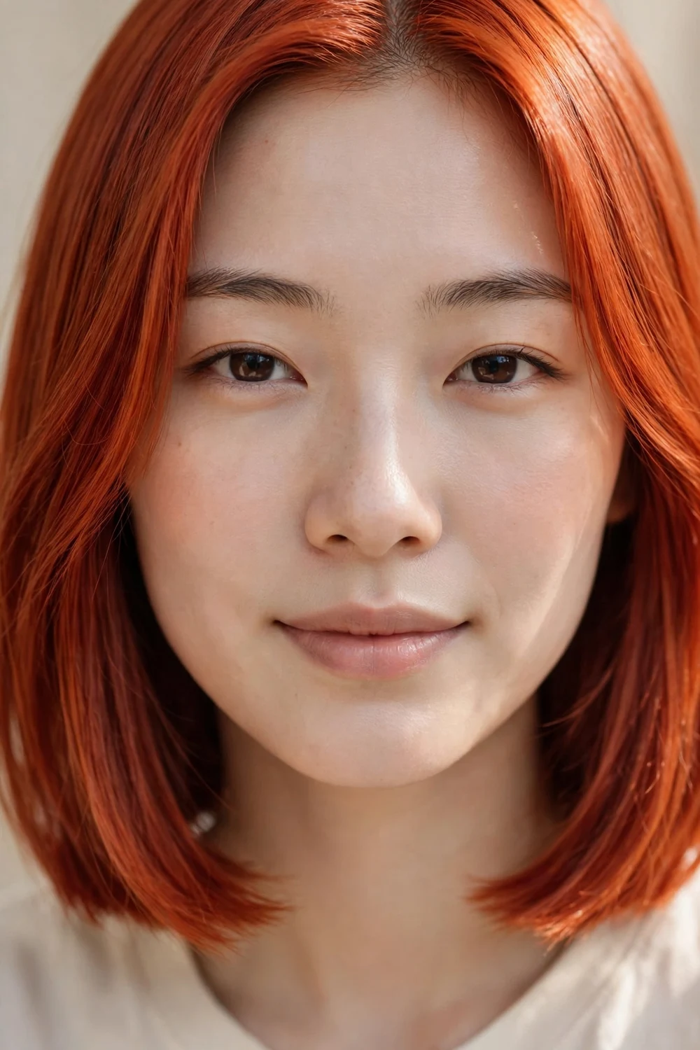 Copper hair on fair skin tone