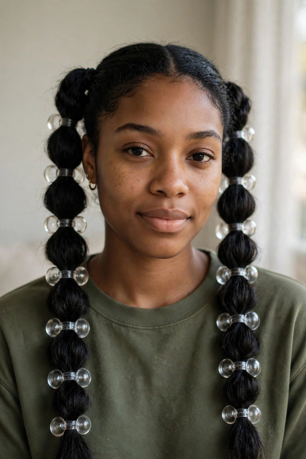 Double bubble pigtail braids