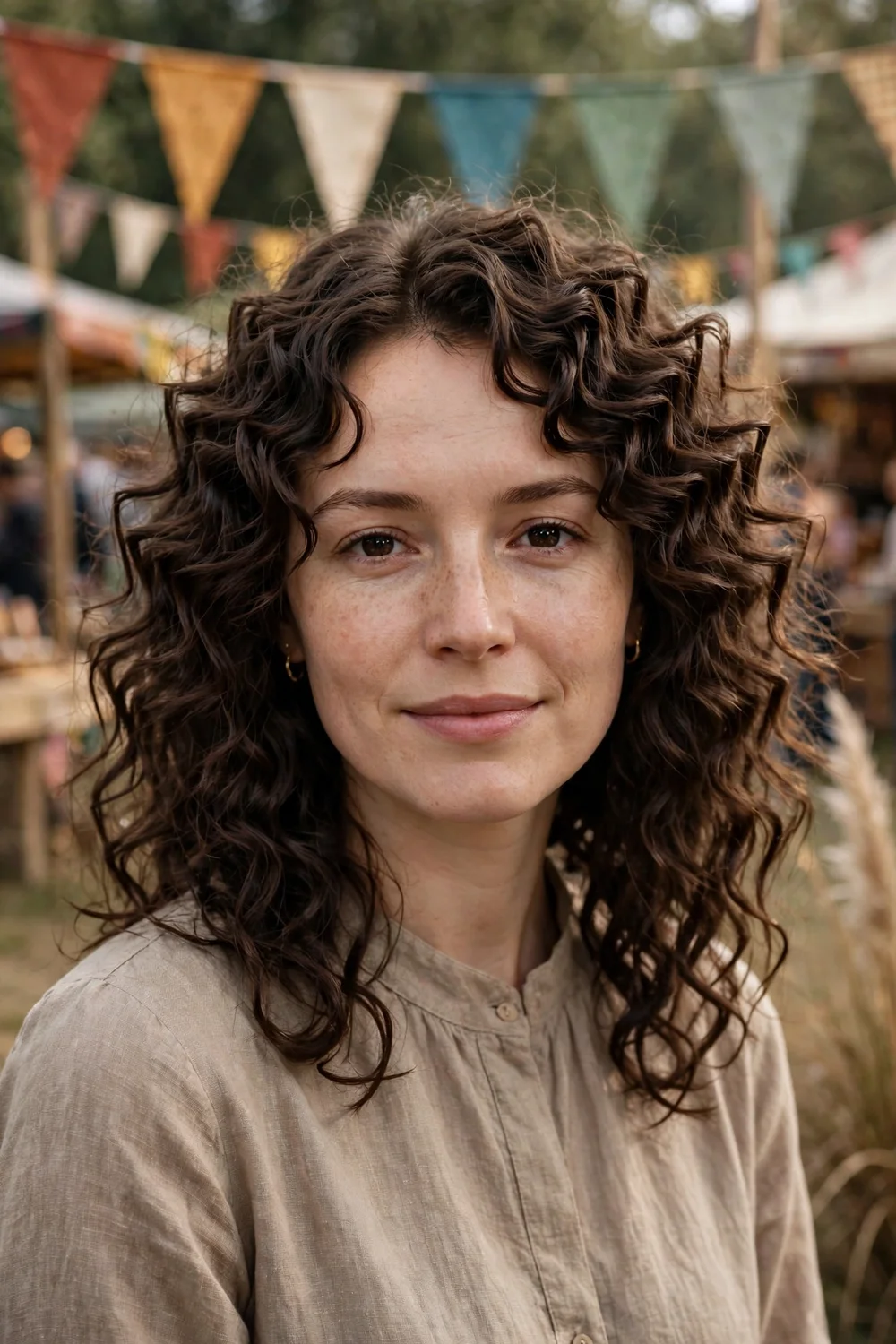 Woman with crimped volume waves adding texture to thin hair