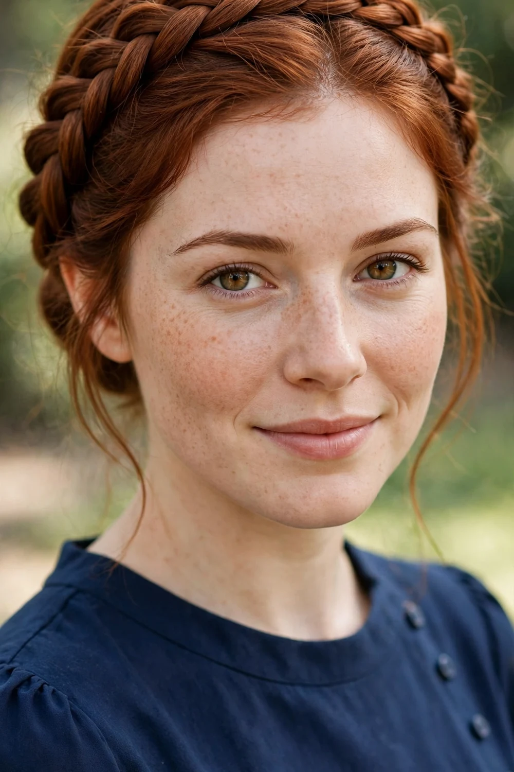 Woman with a crown milkmaid braid wrapped around her head