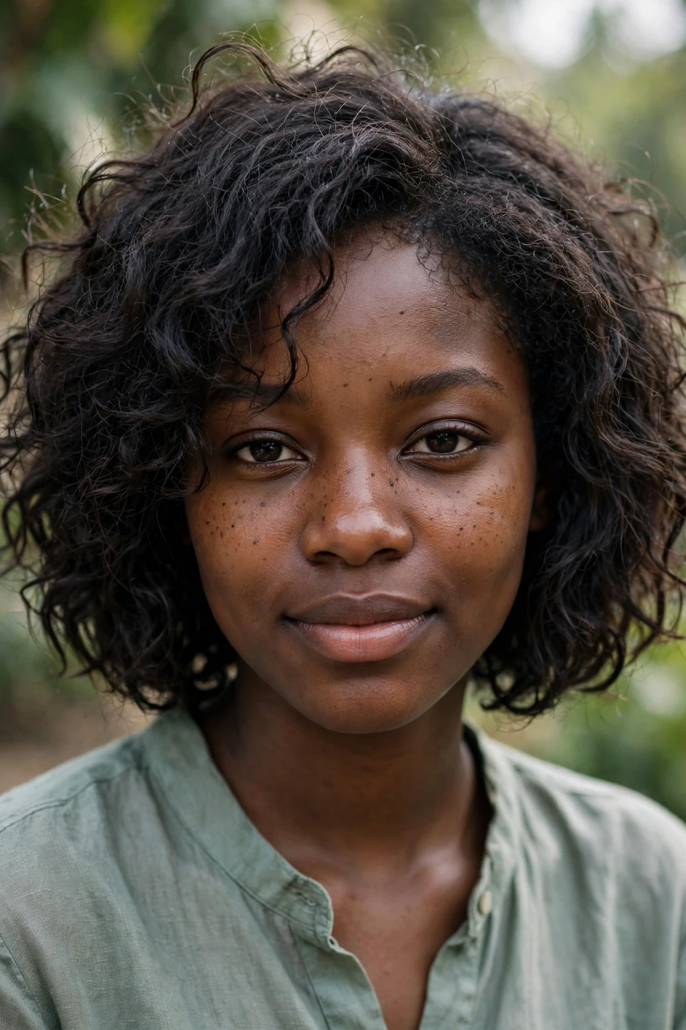 Curly layered bob showing off natural curls on a woman over 60