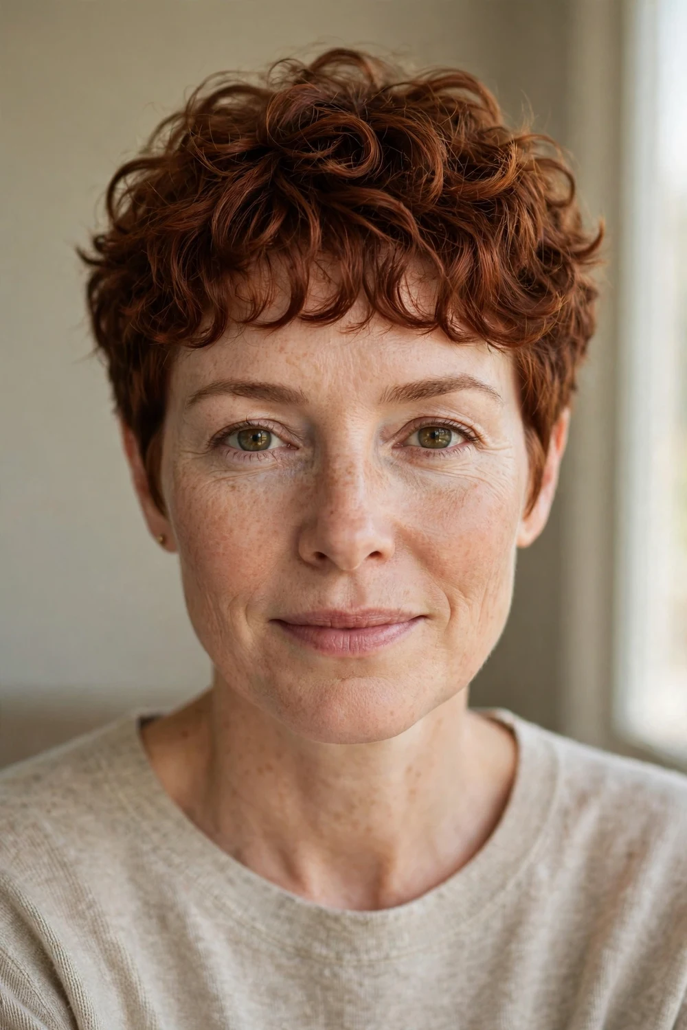 Curly pixie with textured piecey fringe