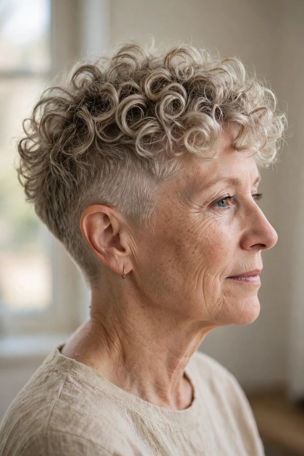 Curly pixie with undercut