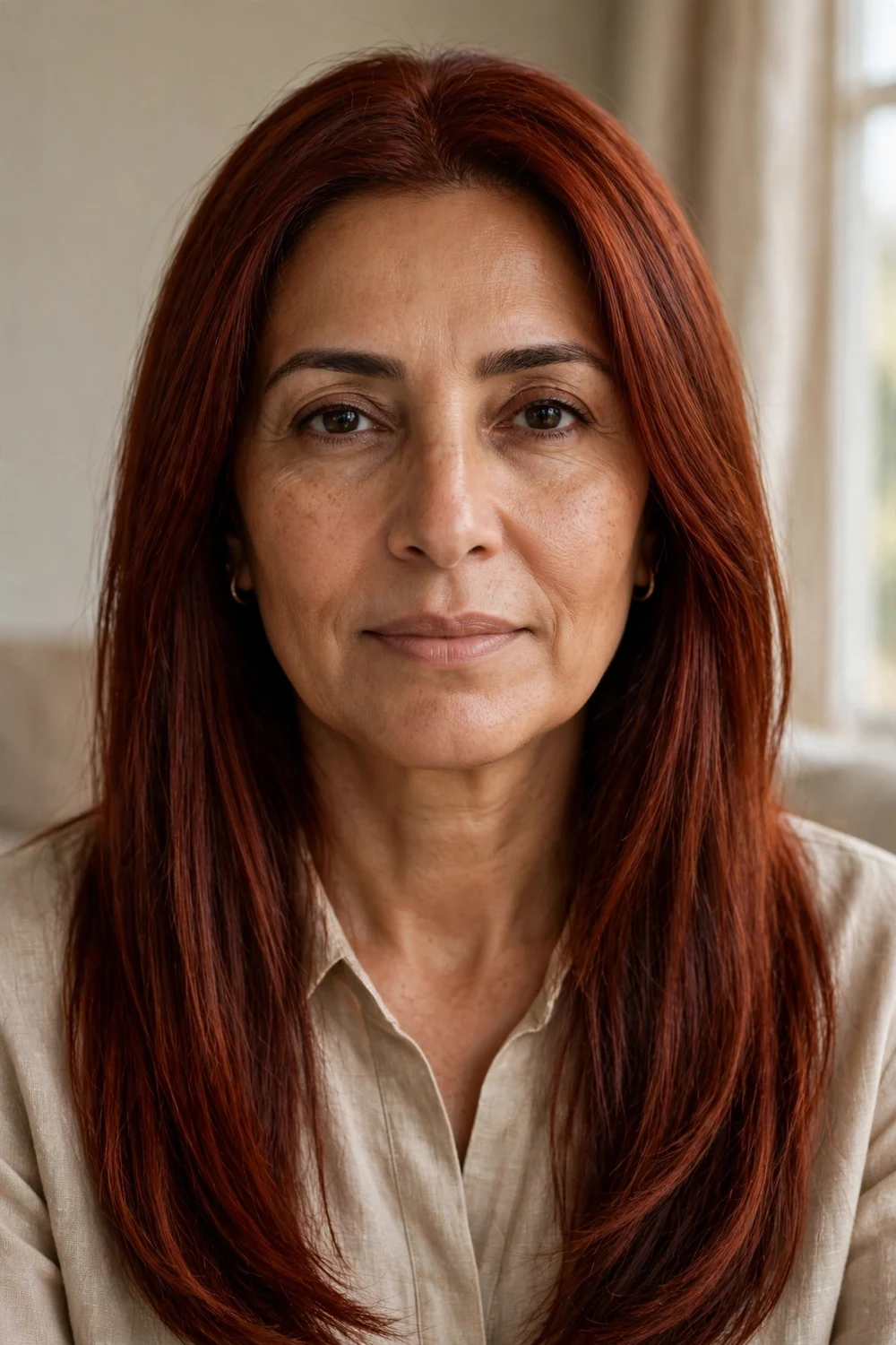 Deep copper red hair shade
