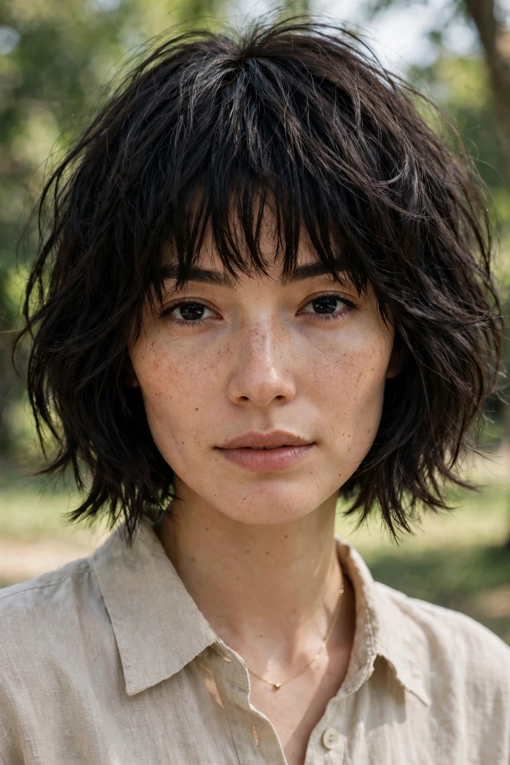 Eye-skimming fringe choppy bob