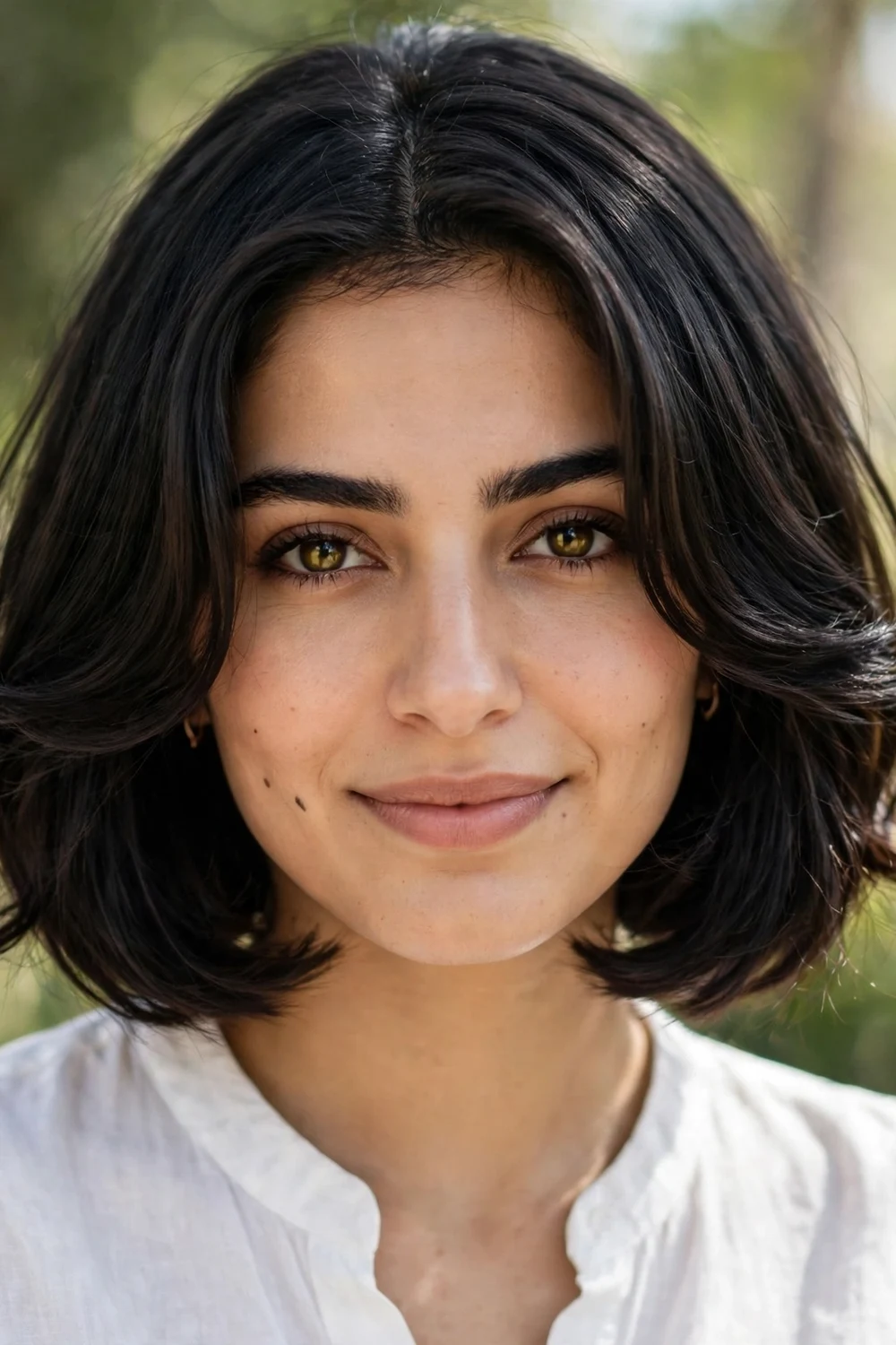 Woman with an Italian bob haircut with face-framing layers