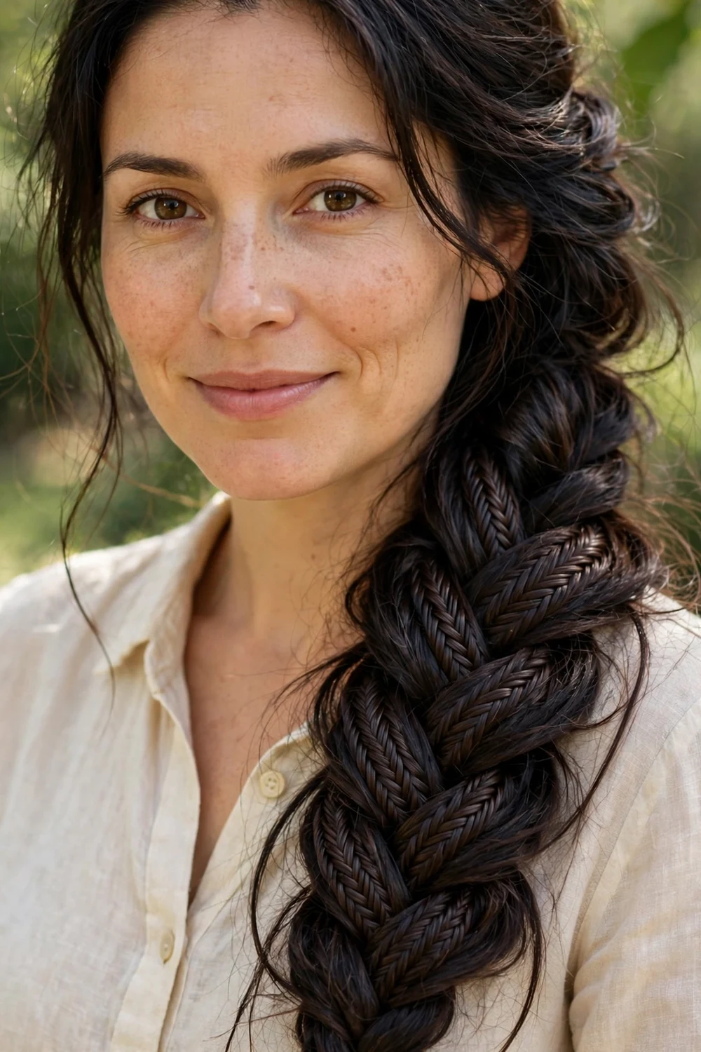 Woman with an intricate fishtail braid
