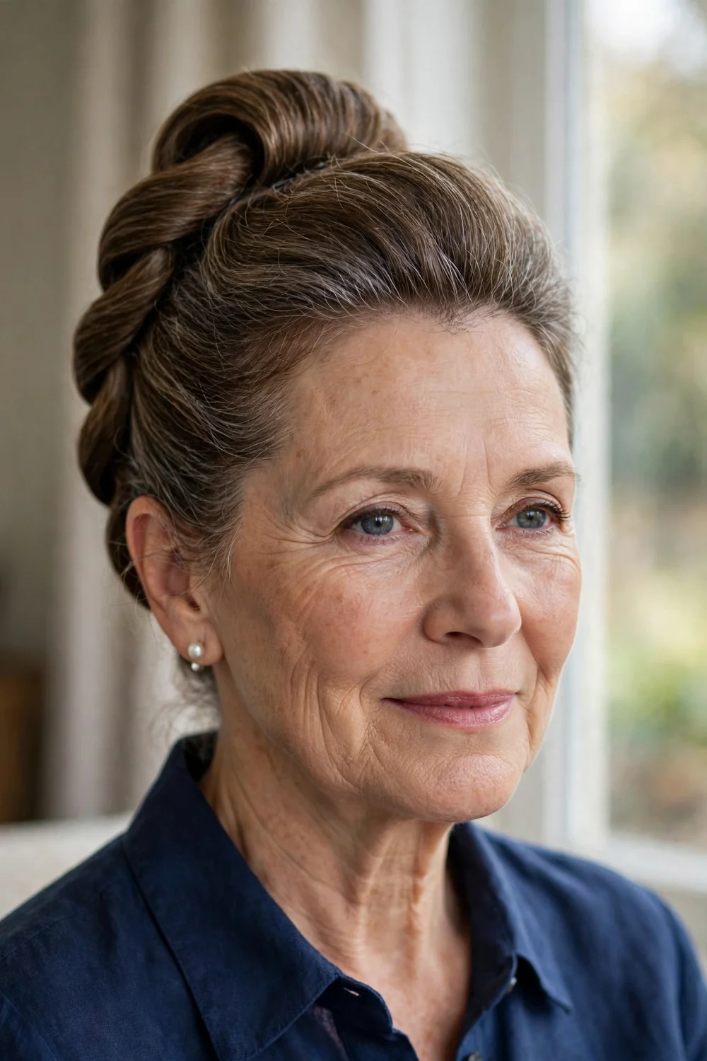 Mature woman with a classic French twist updo