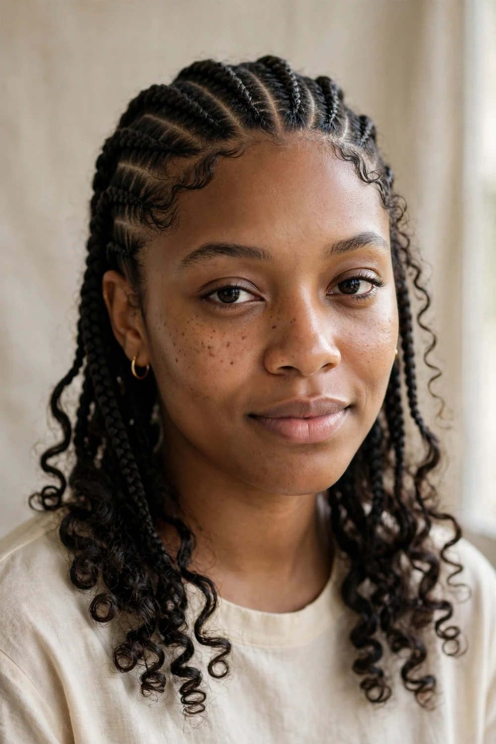 Cornrow French curl braids