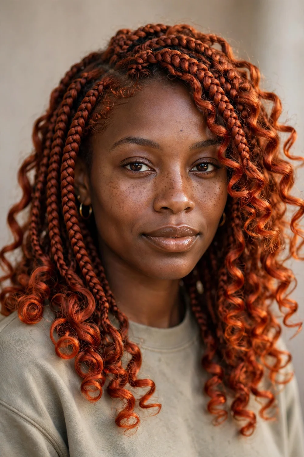 Ginger copper French curl braids