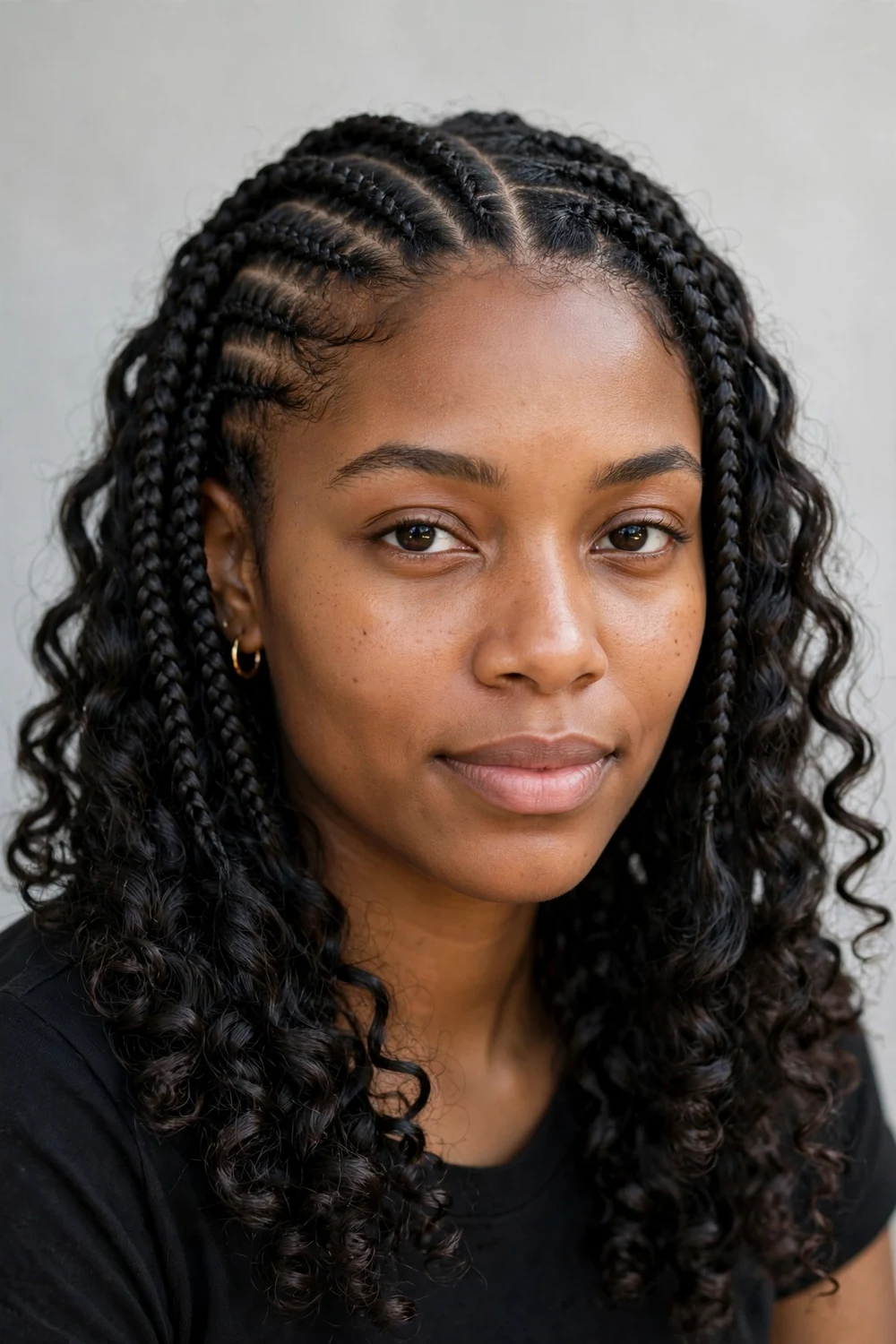 Knotless French curl braids