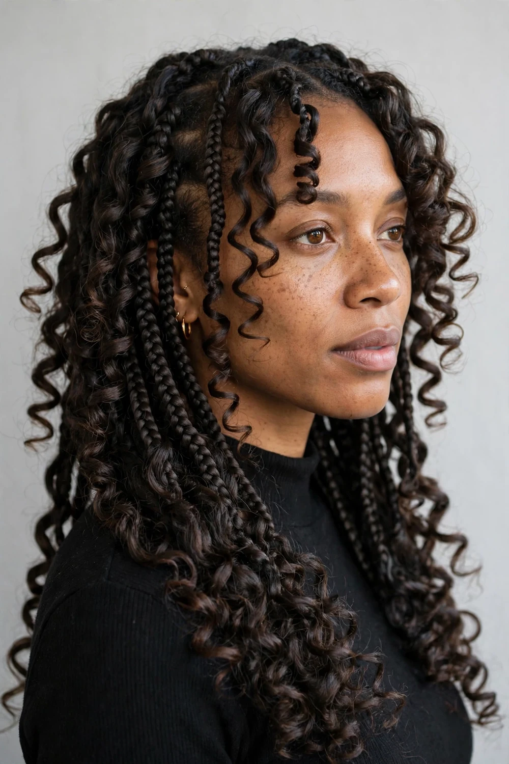 Layered French curl braids