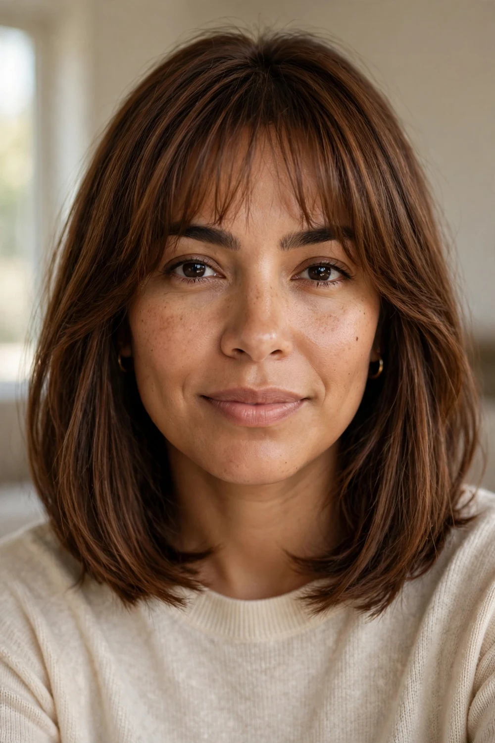 French lob with bangs on thin hair