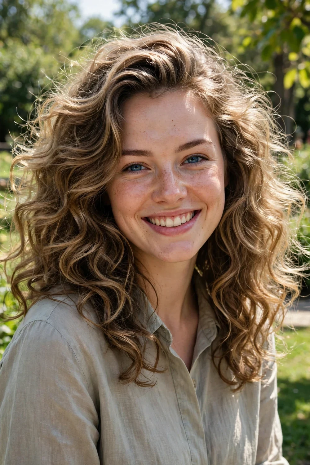 Woman with fresh voluminous clean hair after washing oily hair correctly
