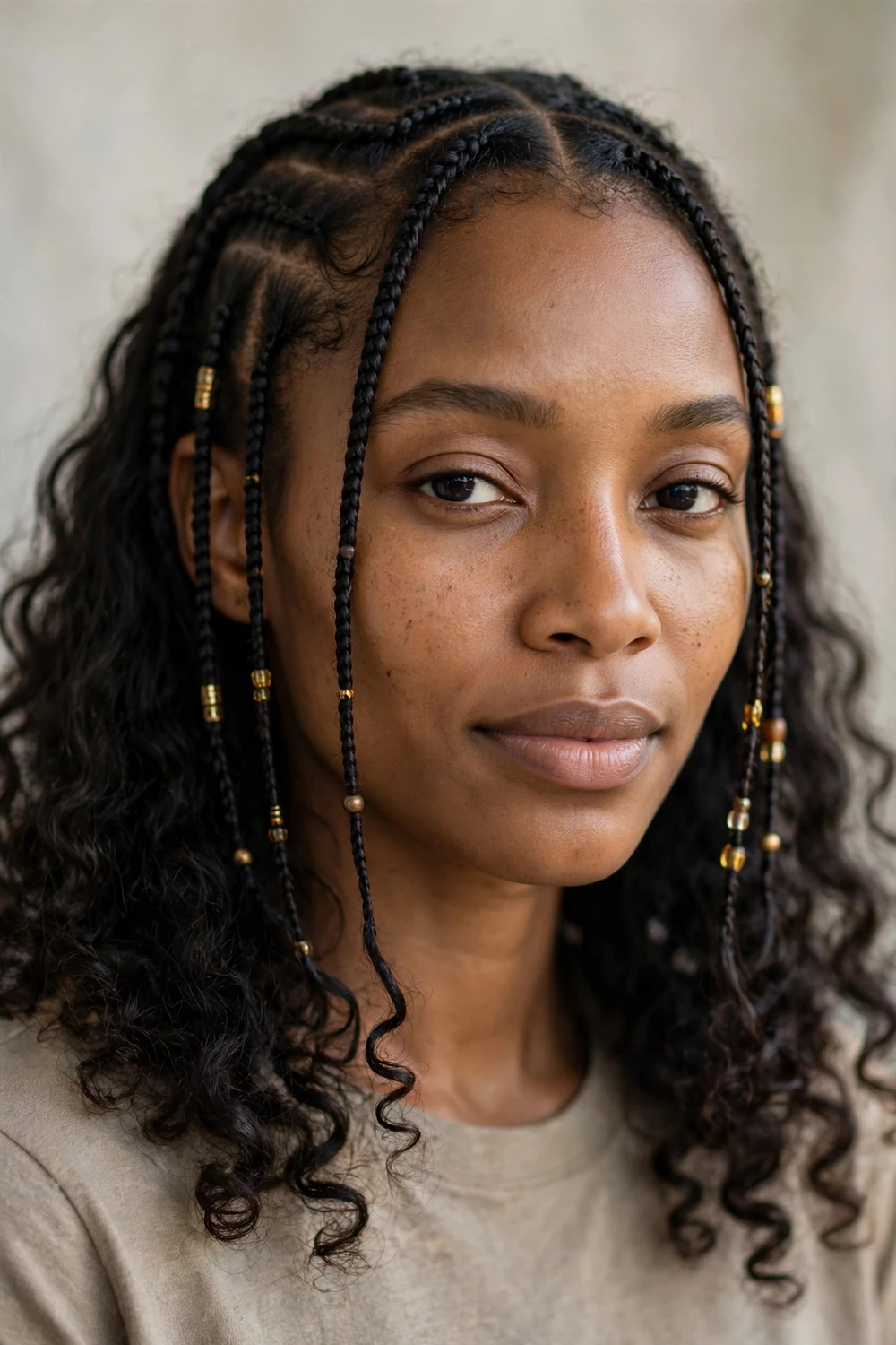 Fulani face-framing braids with soft curls