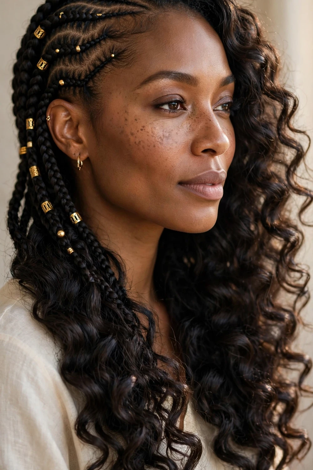 French curl Fulani braids hairstyle