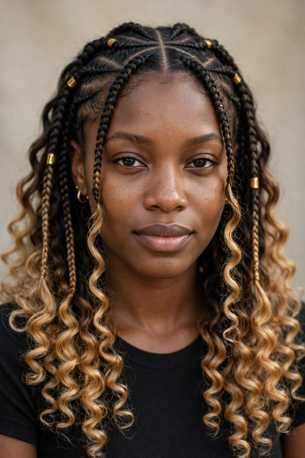Fulani braids with ombre curly ends
