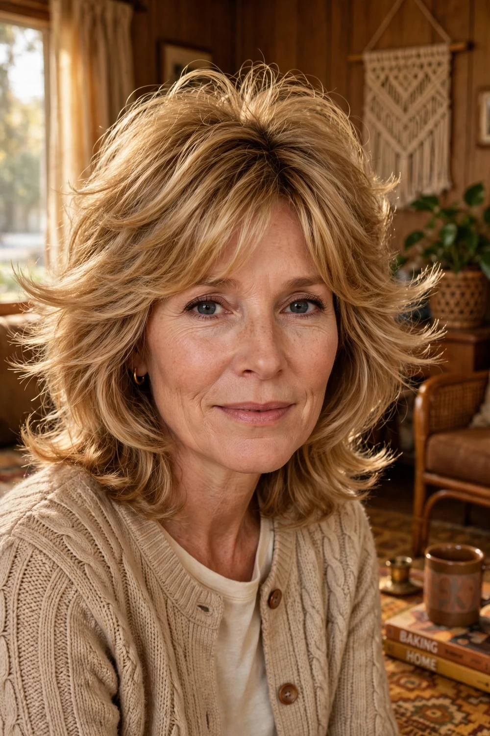 70s-inspired shag with feathered bangs and flicked layers