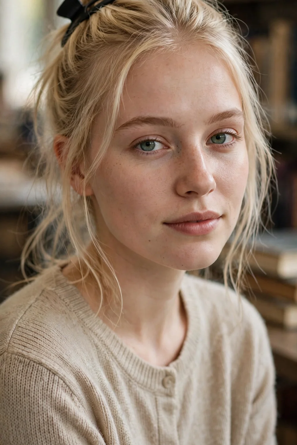 Woman with a half-up claw clip hairstyle for thin hair
