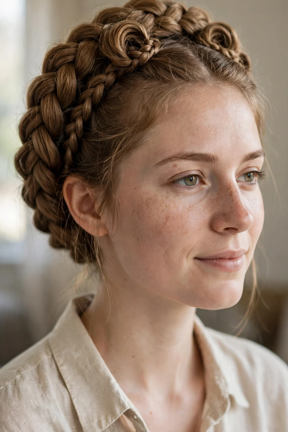 Halo braid church hairstyle for thin fine hair