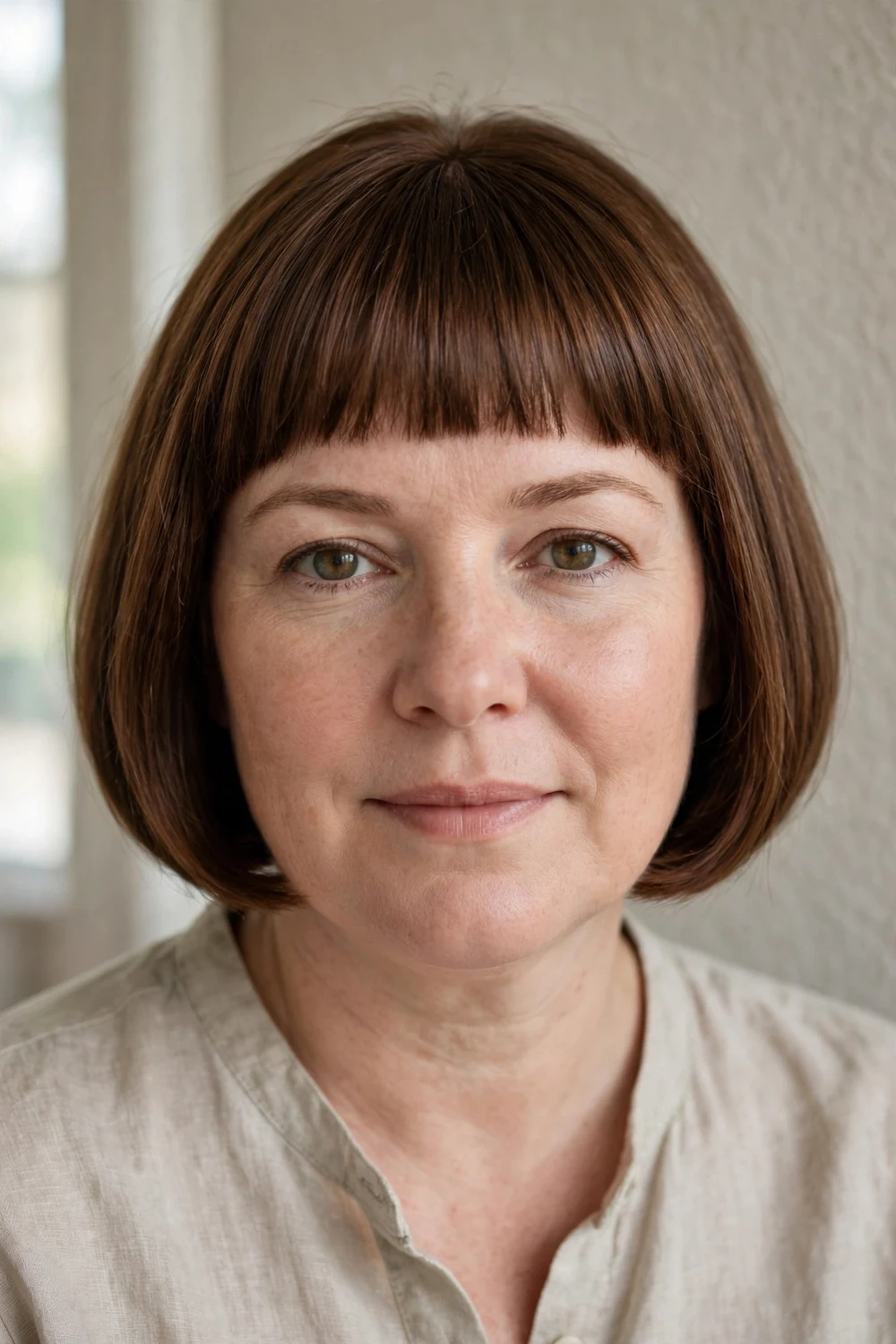 French bob with bangs for thin hair and round face