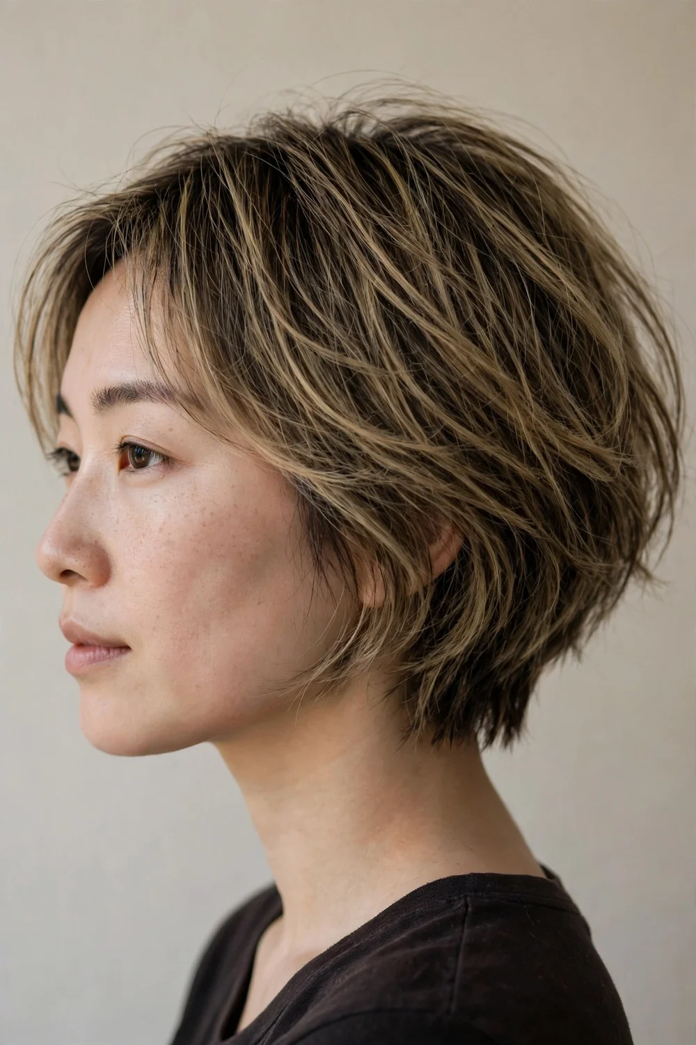 Low-maintenance air-dry inverted bob with natural texture