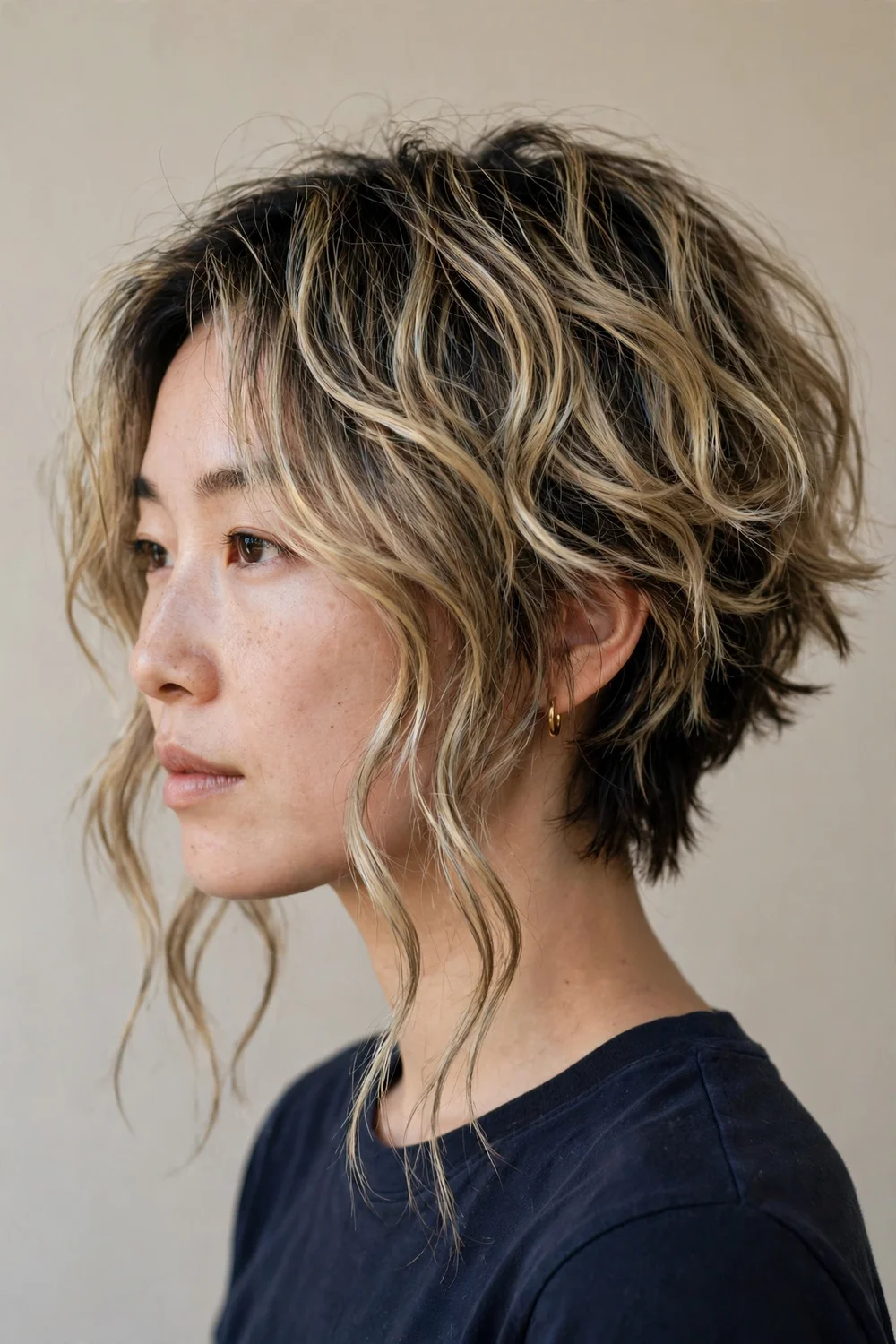 Disconnected wavy inverted chop with separated layers and tousled waves