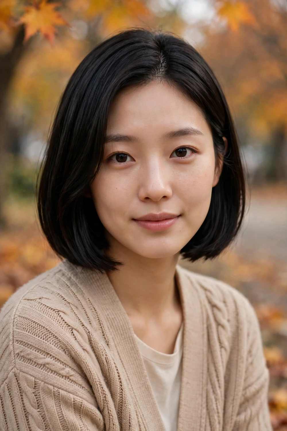 K-pop inspired bob, crisp glossy bob with sleek deep part