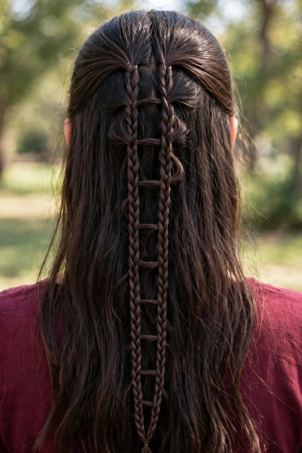 Woman with a ladder braid showing rung-like pattern