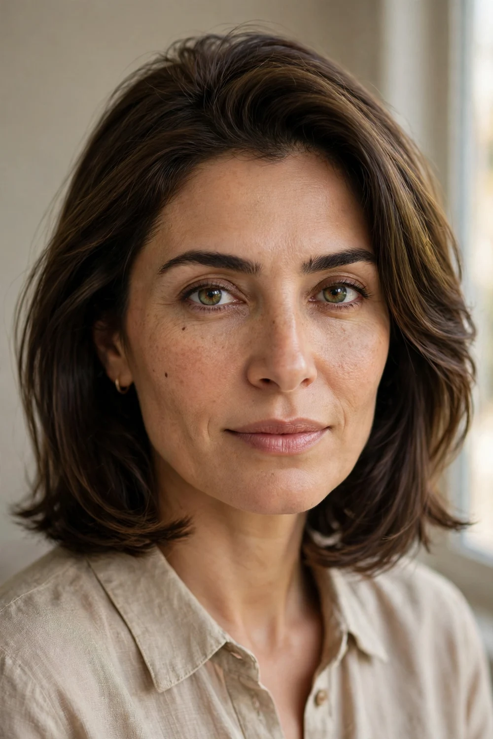 Layered lob with crown lift and airy ends on fine hair and a square face