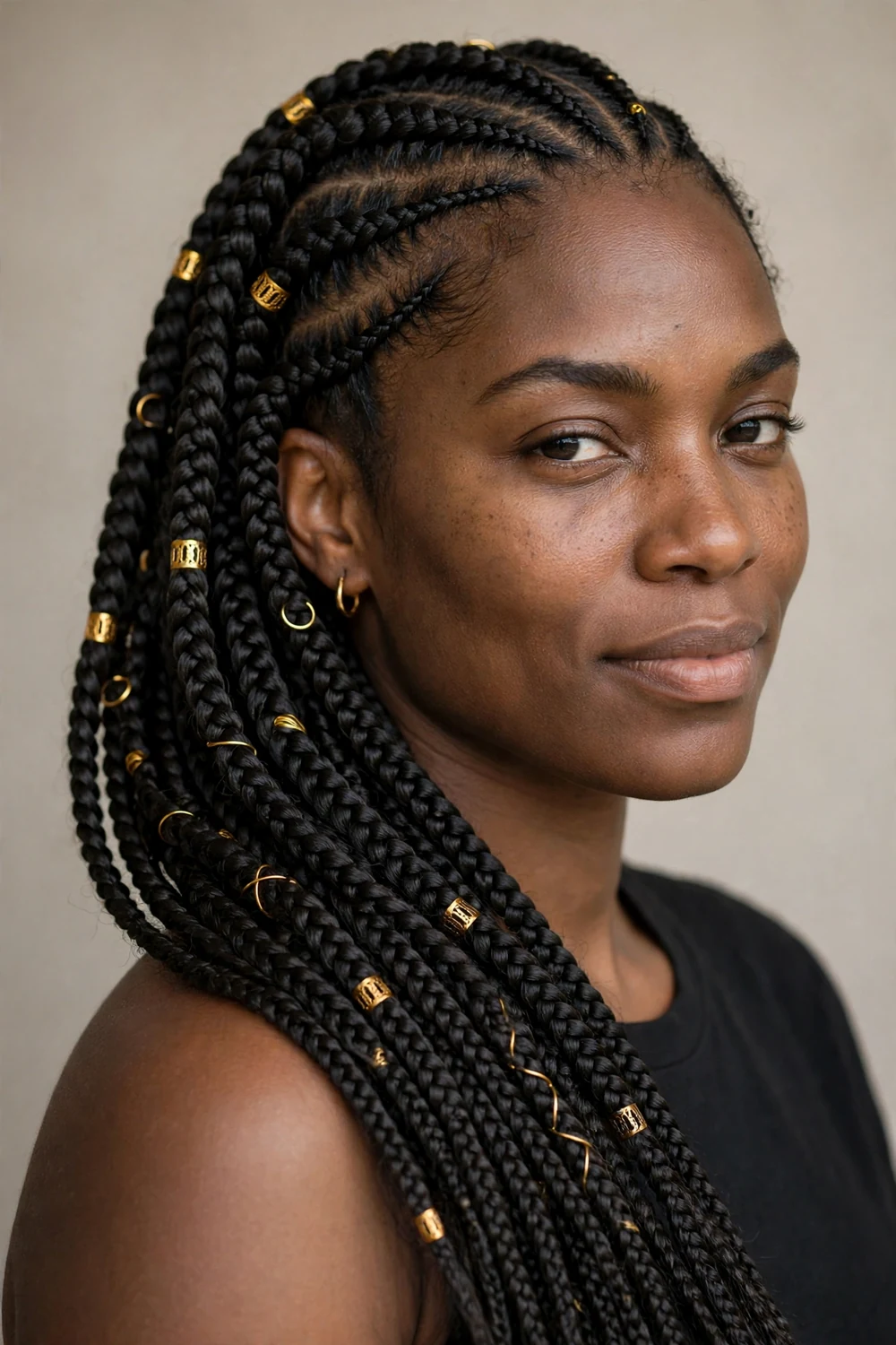 Lemonade braids with cuffs and rings