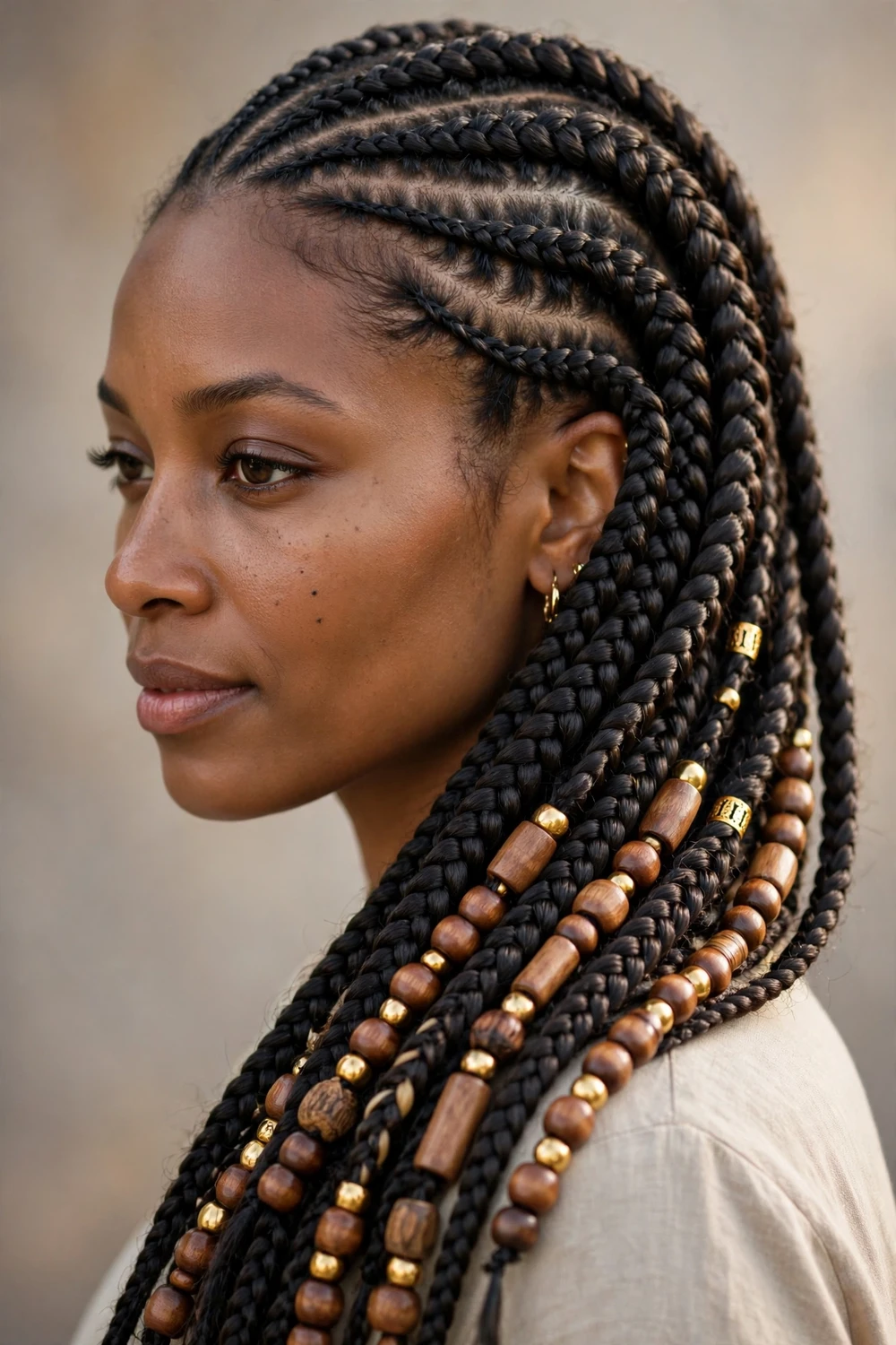 Beaded lemonade braids hairstyle