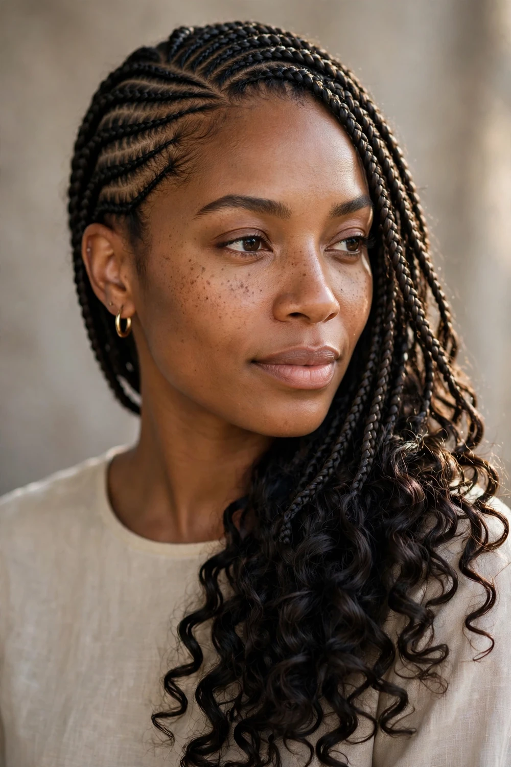 Lemonade braids with curly ends