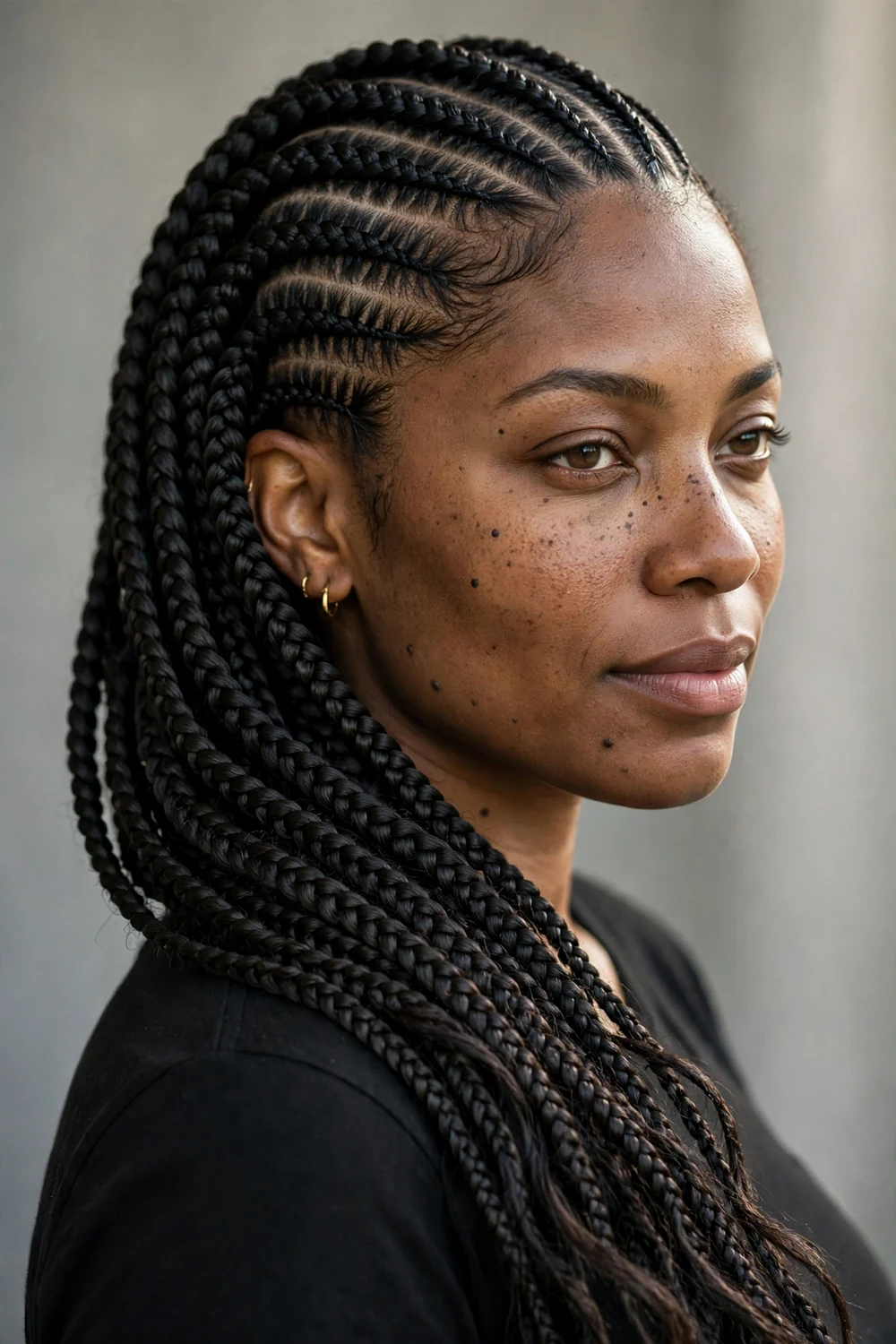 Feed-in stitch lemonade braids hairstyle