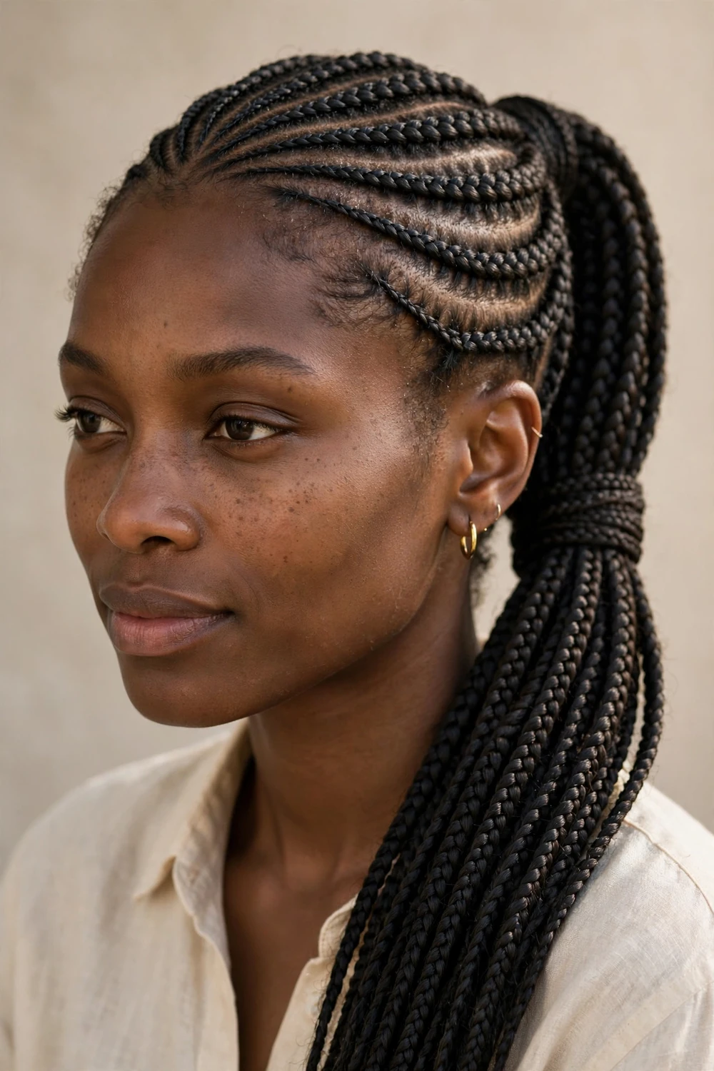 High ponytail lemonade braids hairstyle