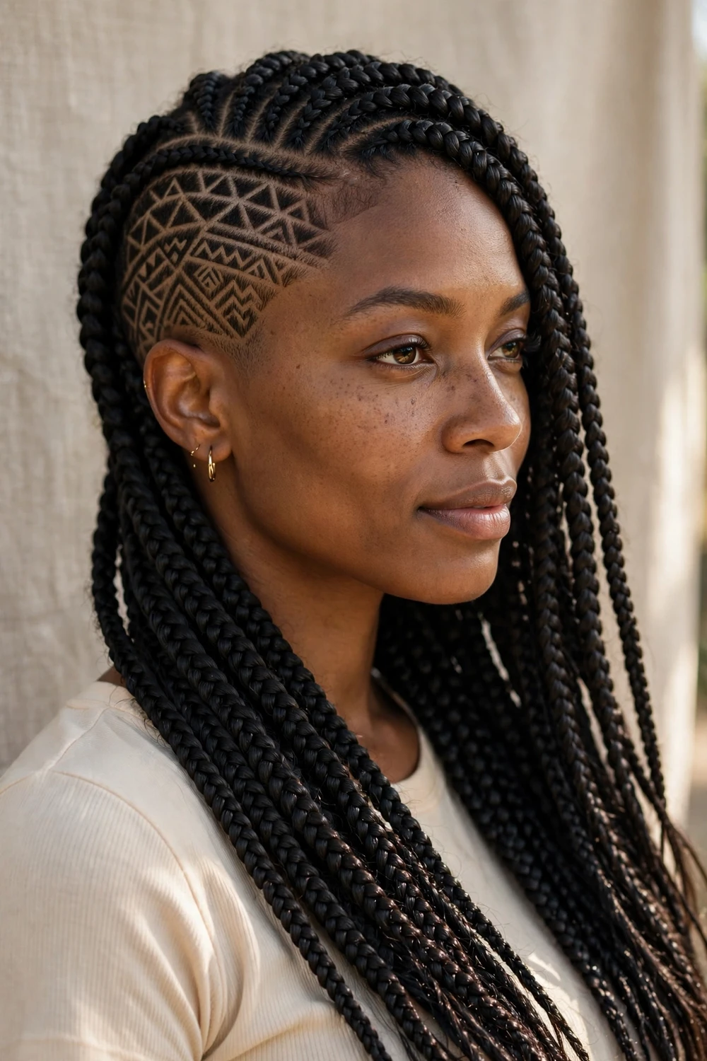 Lemonade braids with shaved side design