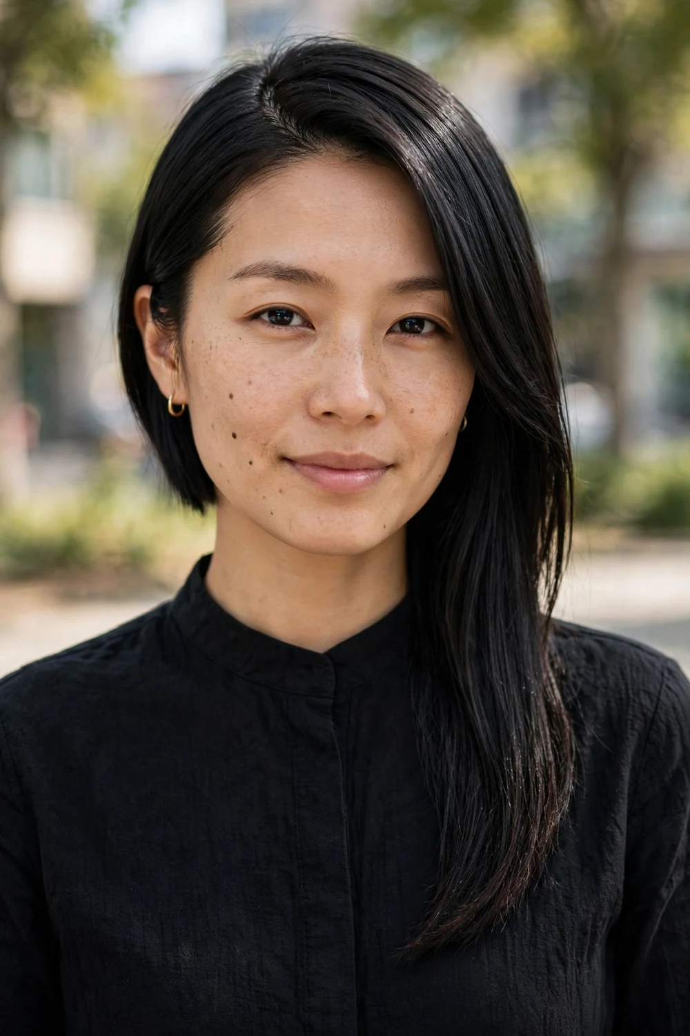 Asymmetrical long bob with one side longer than the other