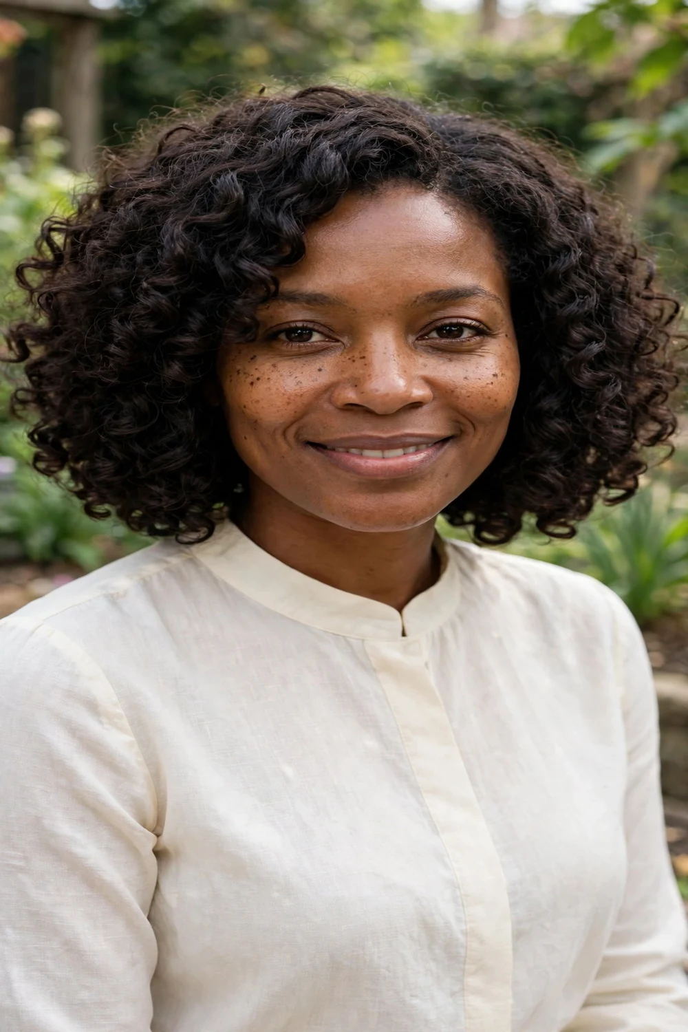 Curly long bob with defined natural curls and balanced shape