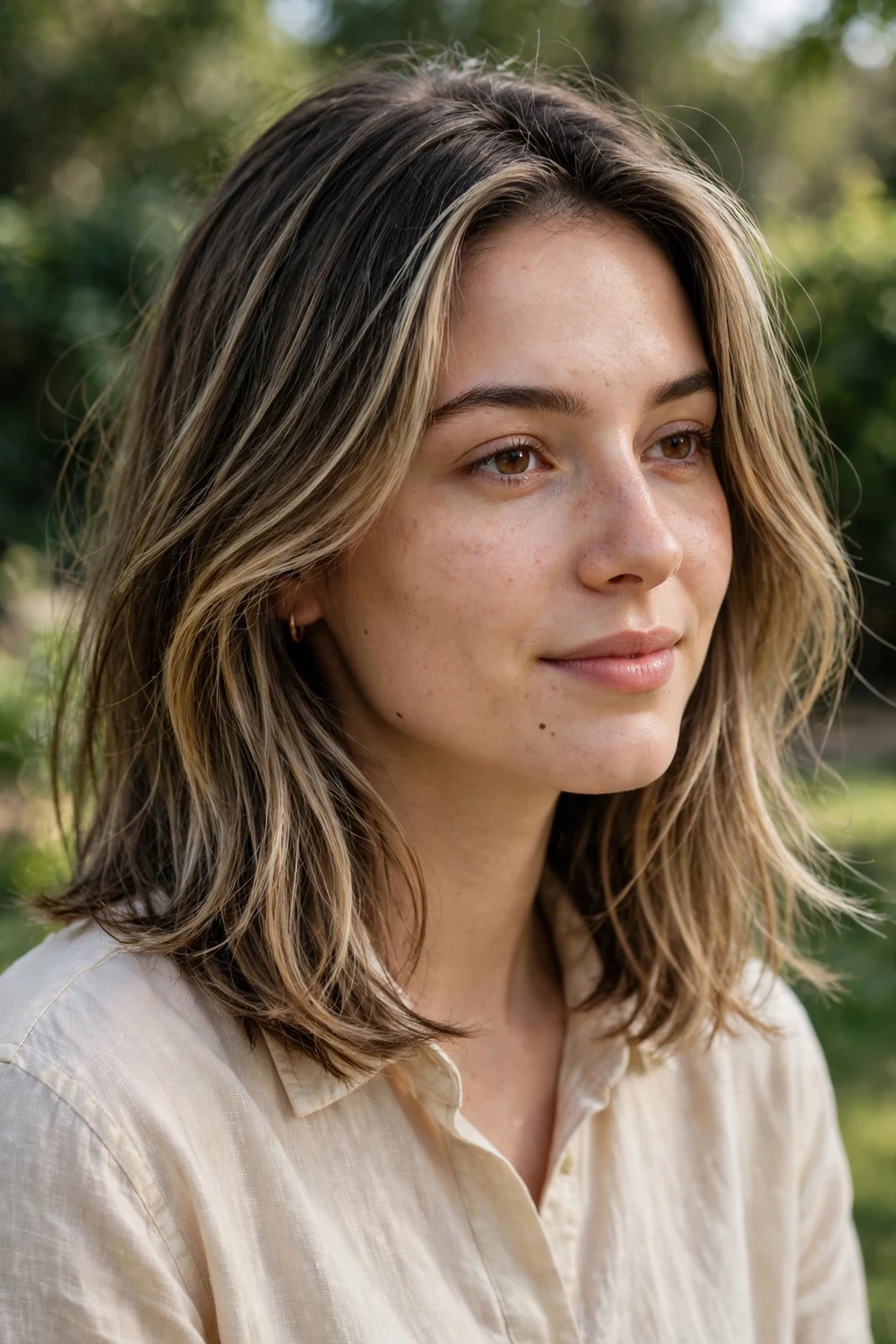Soft-layered long bob with gentle movement through the ends