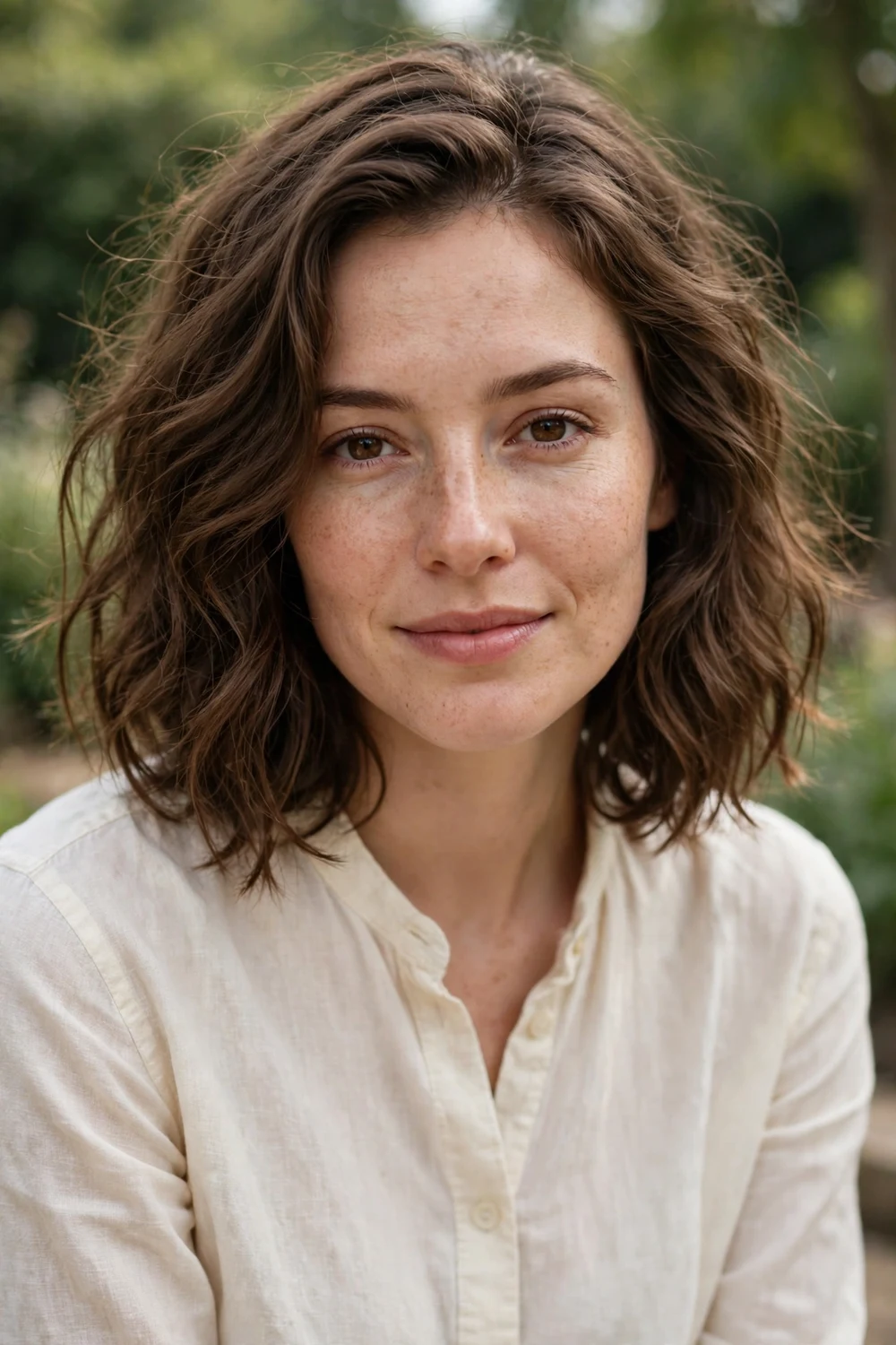 Textured wavy long bob with natural soft waves and movement