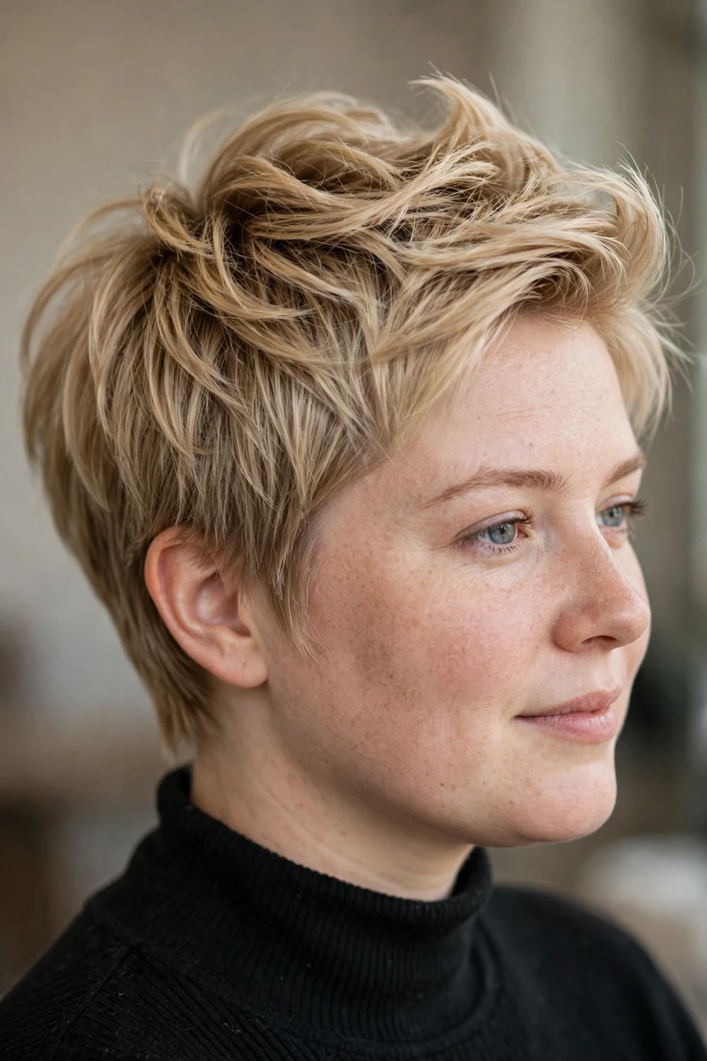 Razored pixie for straight hair and round faces