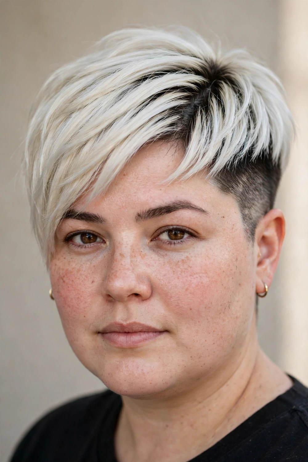 Two-tone undercut pixie for round faces