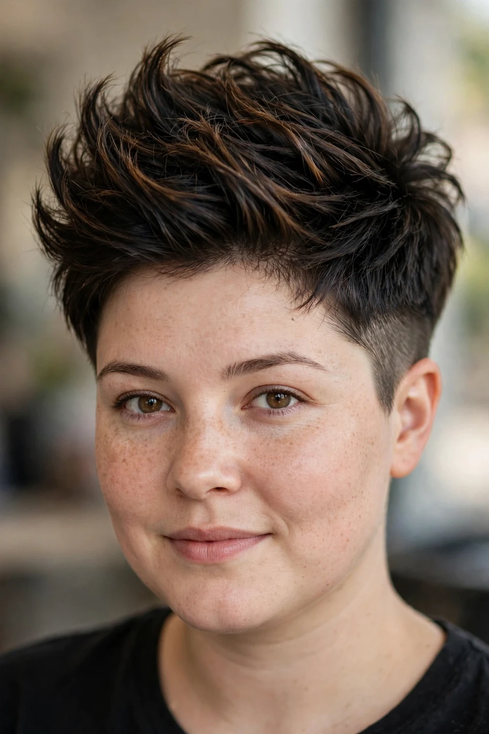 Undercut pixie haircut for round faces