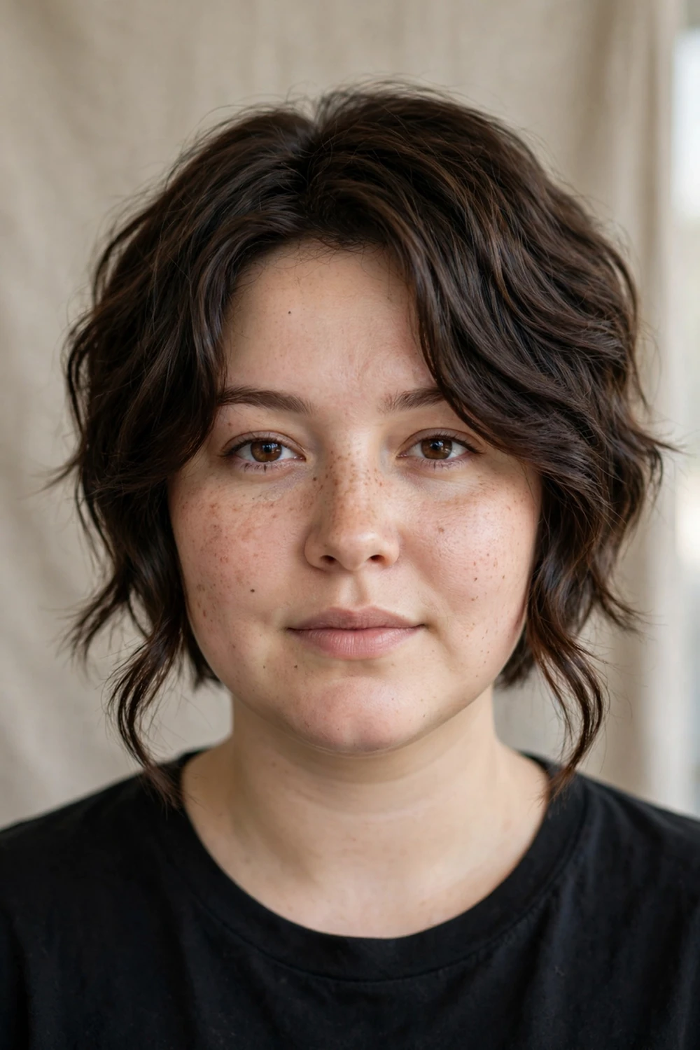 Wavy long pixie haircut for round faces