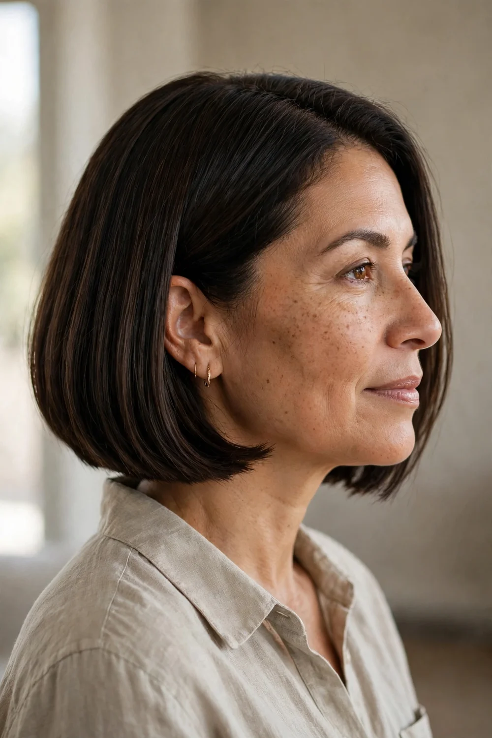 Classic jaw-length bob with a clean blunt cut