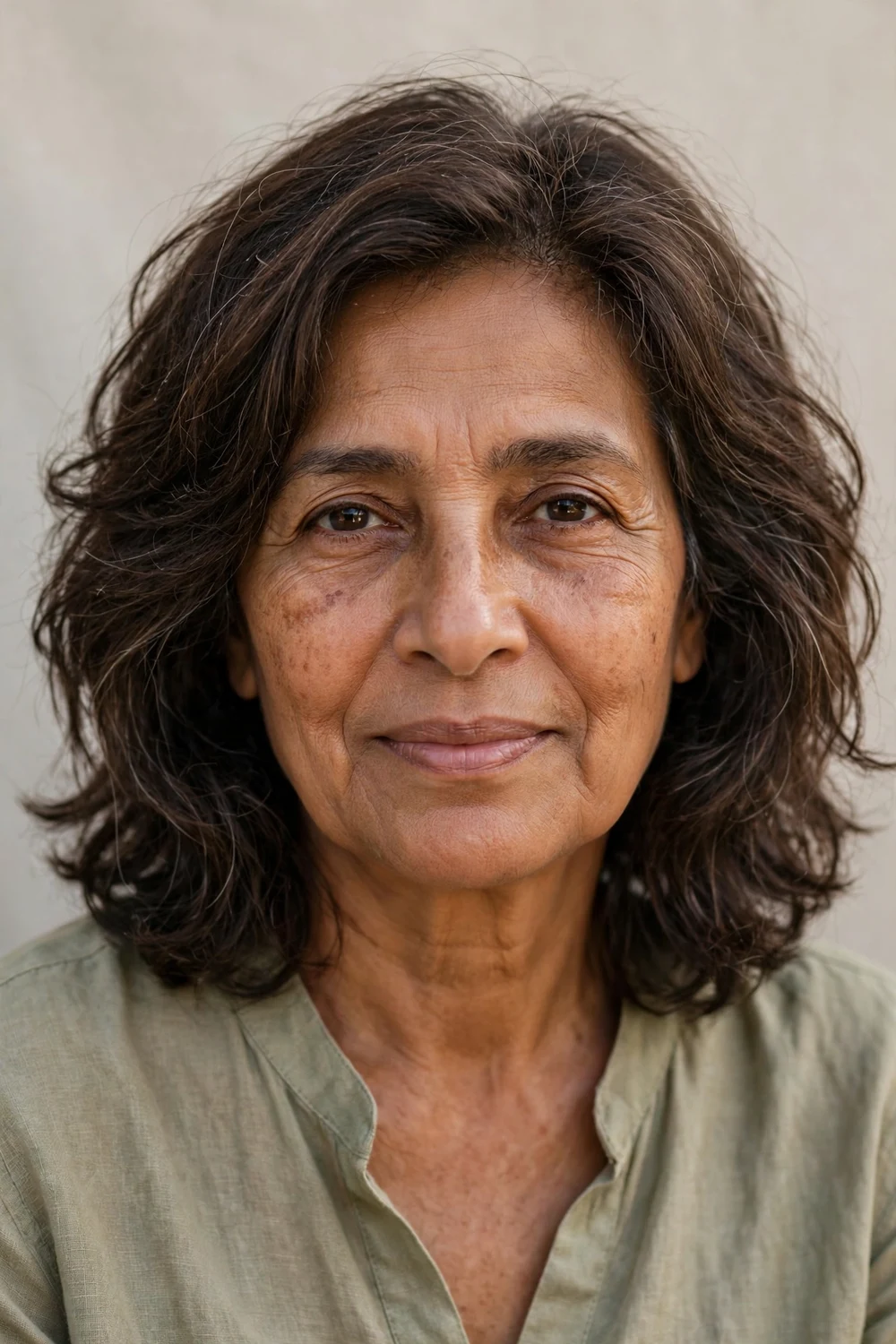 Older woman with a low-maintenance wash-and-go medium haircut