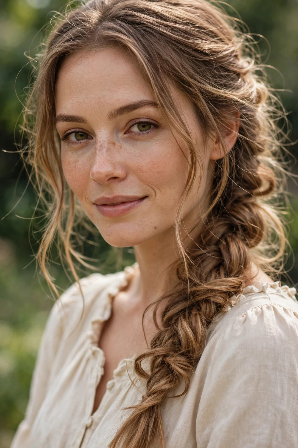 Woman with a loose mermaid braid