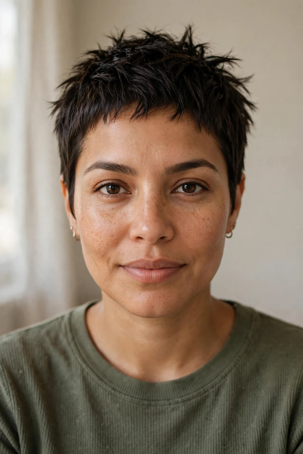 Super-short messy micro pixie with uneven razored edges all over