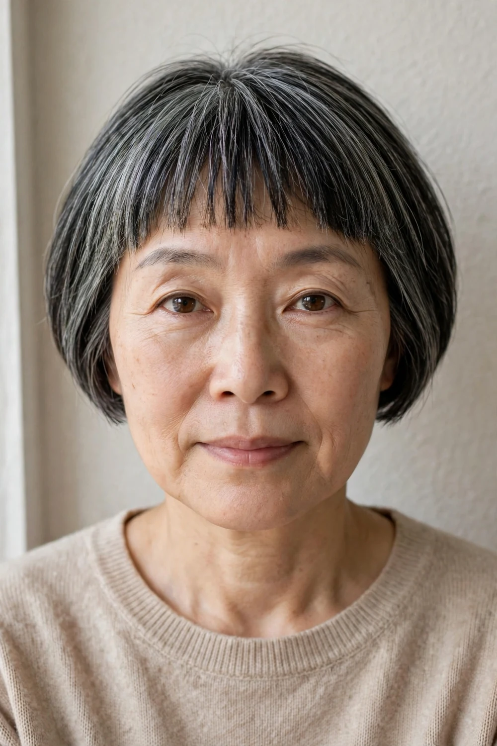 Micro bob with bangs on thin hair